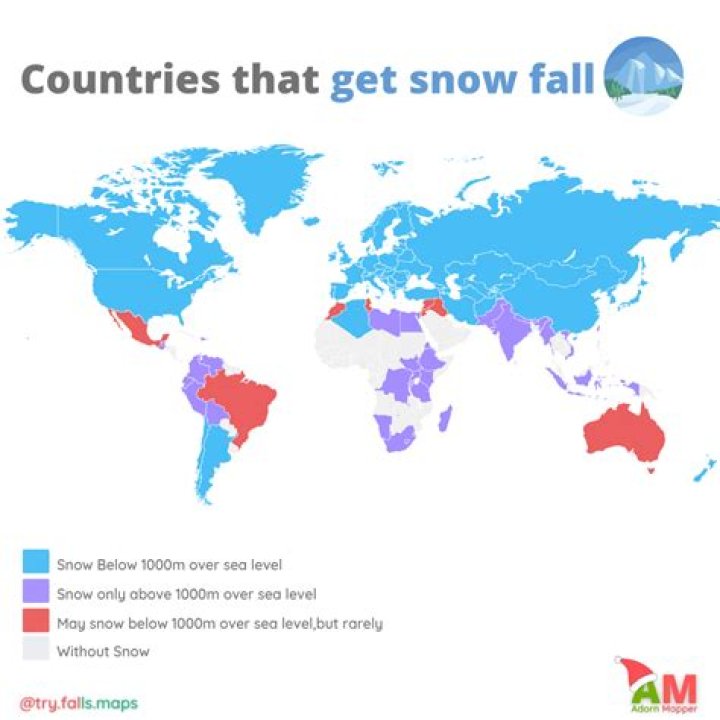 Where does it snow in the world?