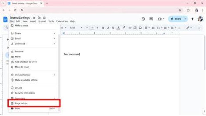 Where is Page Setup in open office?